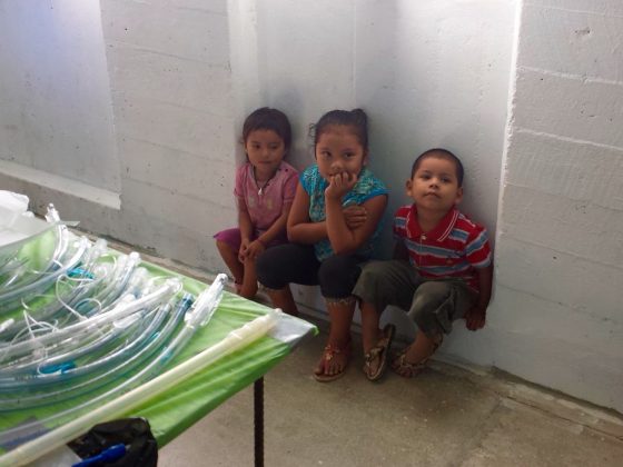 Children at FVAI vet clinic in Sarteneja Belize