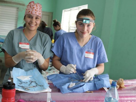Vet students at FVAI clinic in Belize