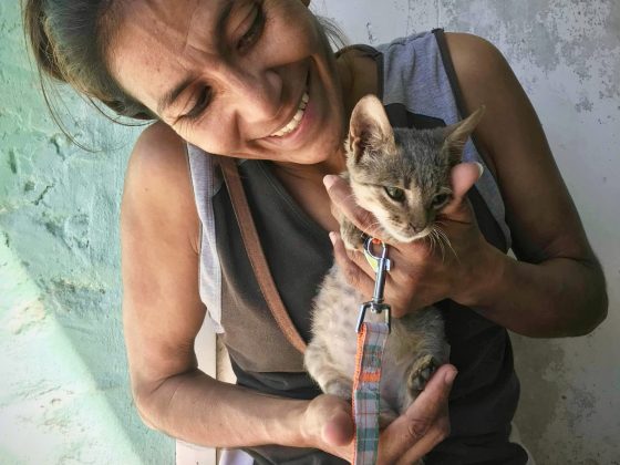 A Belizean and her kitten at FVAI spay neuter clinic