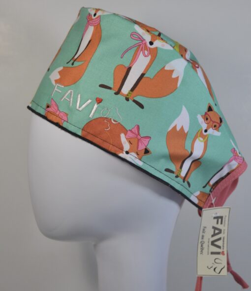 surgical cap-Miss Fox in green