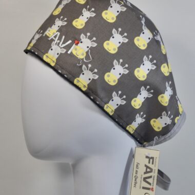 surgical cap-giraffes in taupe