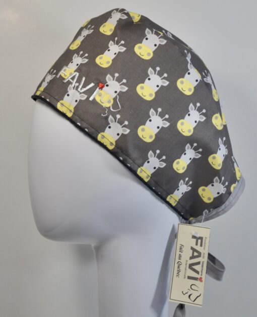 surgical cap-giraffes in taupe