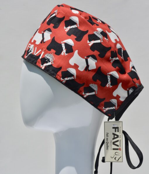 surgical cap-Scottish terriers in red