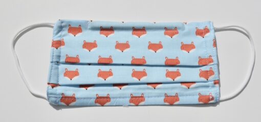 mask with soft elastic bands-foxes in pale blue