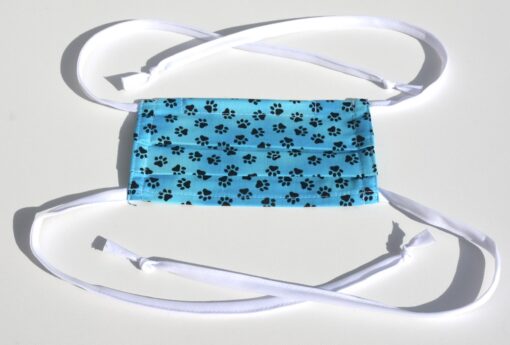 mask with ties-prints bright blue