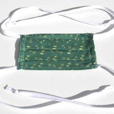 mask with ties-tiny prints in green