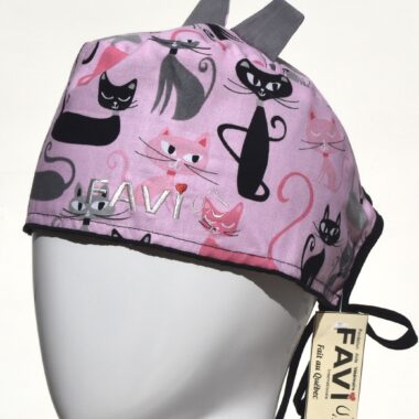 surgical cap with ears-crazy cat lady in pink