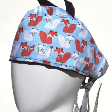 surgical cap with ears-winter foxes