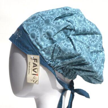 surgical bouffant cap-circles in blue turquoise