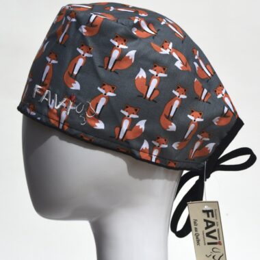 surgical cap-small foxes in grey