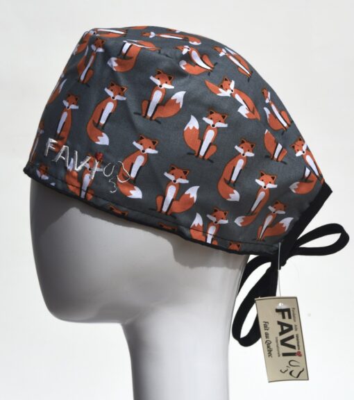 surgical cap-small foxes in grey