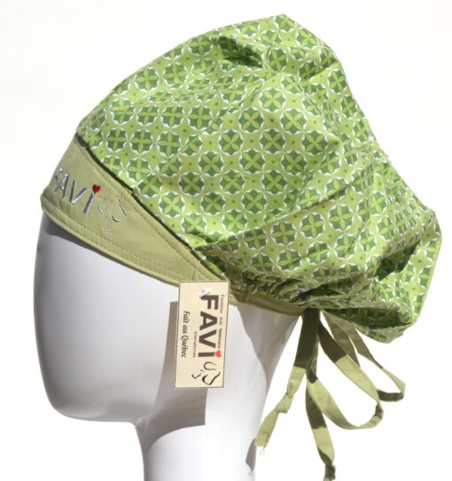 surgical bouffant cap-circles in green