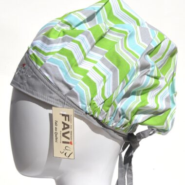 surgical bouffant cap-waves in green and grey
