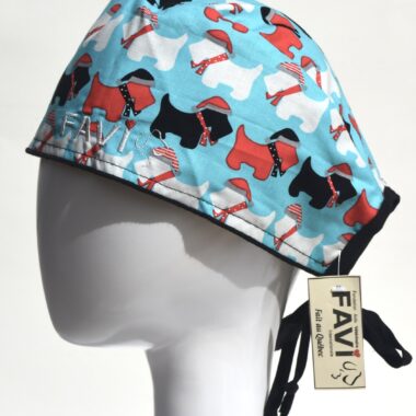 surgical cap-scottish terriers in turquoise