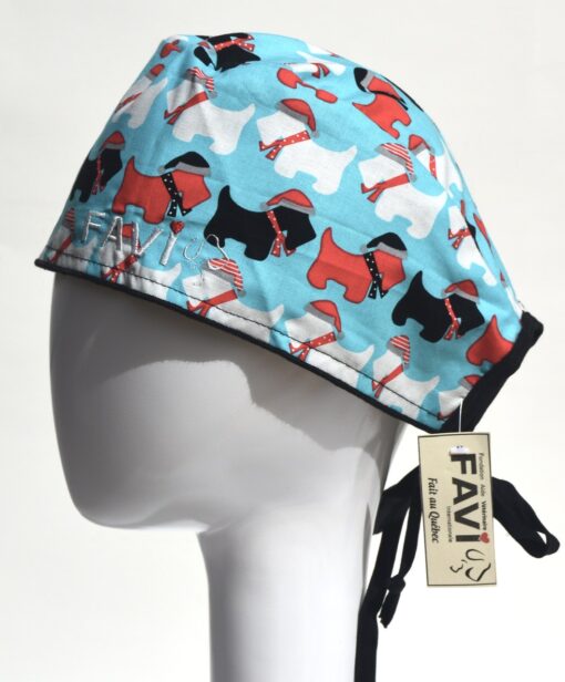 surgical cap-scottish terriers in turquoise