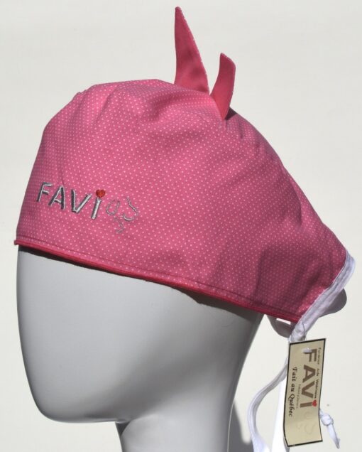 Surgical cap with ears-small pink peas