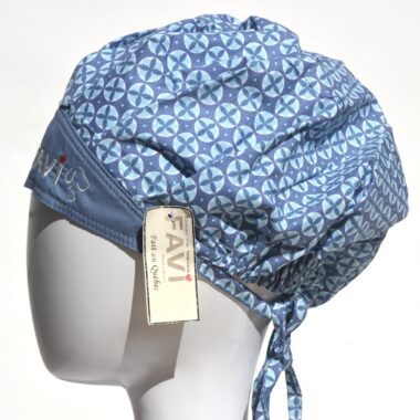 surgical bouffant cap-small circles in blue