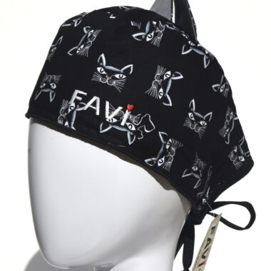 Surgical cap with ears-cat in black
