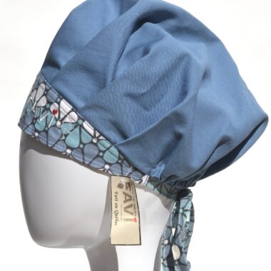 surgical bouffant cap -steel blue with the 70's petals