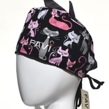 surgical cap with ears-crazy cat lady in black