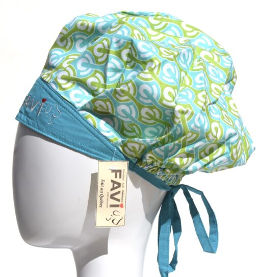 surgical bouffant cap-'76 in green and blue