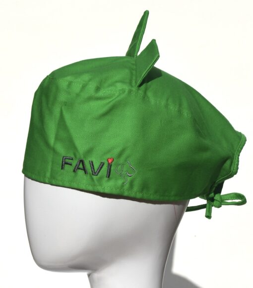 Surgical cap with ears-green