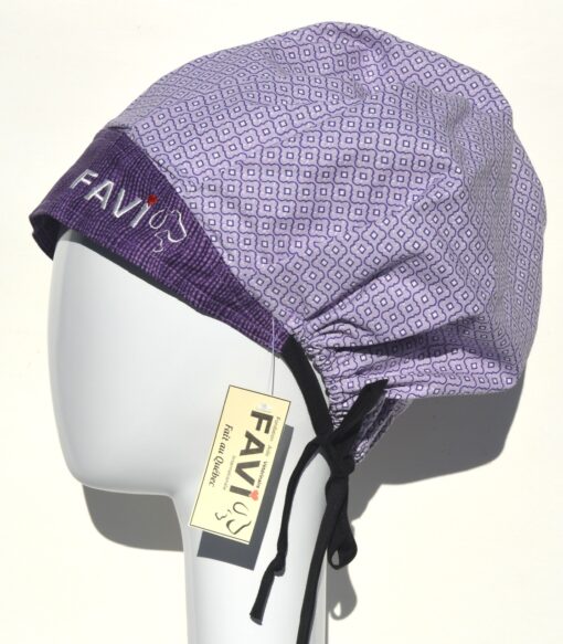 surgical bouffant cap-Morocco and stripes in mauve