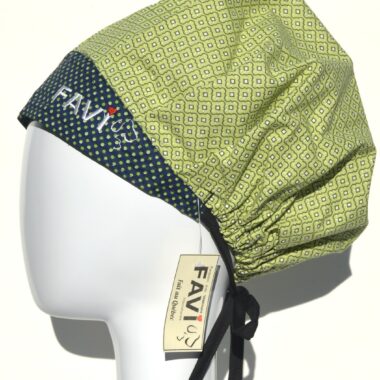 surgical bouffant cap-Morocco and dots in green