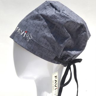 semi-bouffant surgical cap-cats in charcoal