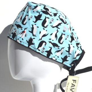 surgical cap-penguins in ice blue