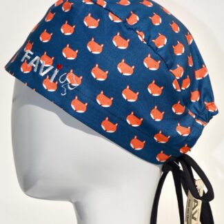 surgical cap classic-foxes in marine blue