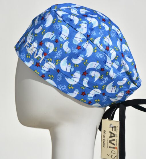 surgical cap classic-seagulls in royal blue