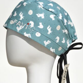surgical cap classic-arctic foxes in green