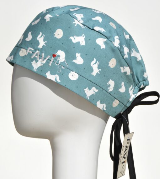 surgical cap classic-arctic foxes in green