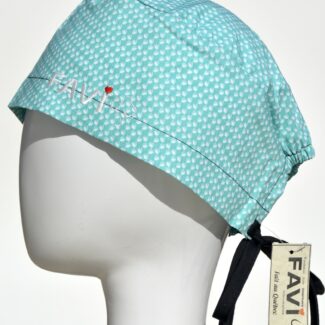 surgical cap classic-small leaves in turquoise