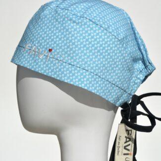 surgical cap classic-small leaves in sky blue