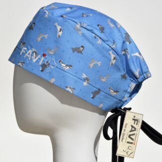 surgical cap classic-walrus and seals in blue