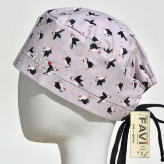 surgical cap classic-puffins in old rose