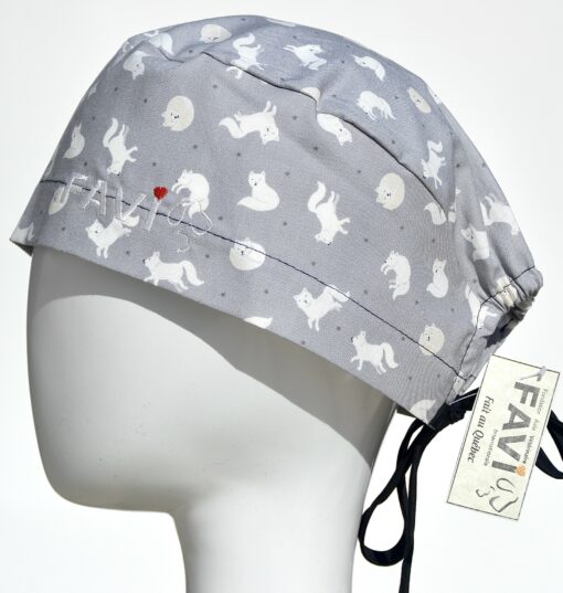 surgical cap classic-arctic foxes in grey