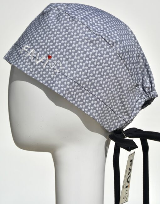 surgical cap classic-small leaves in grey