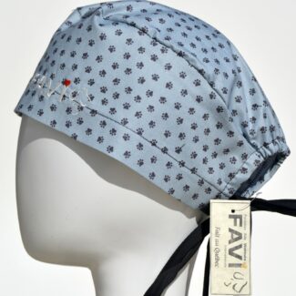 surgical cap classic-mini paws in blue grey