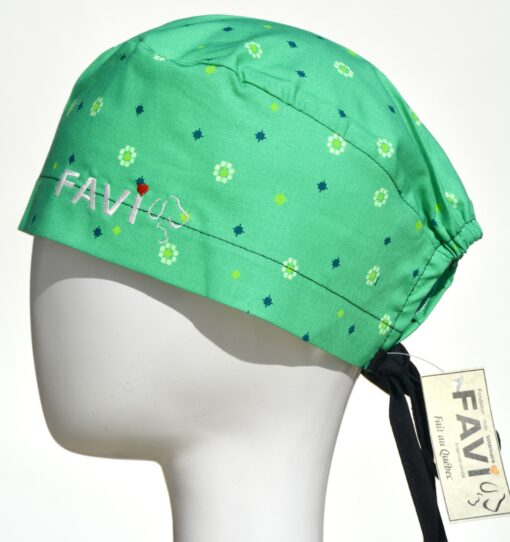 surgical cap classic-flowers in green