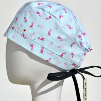 surgical cap classic-flamingos in pale blue