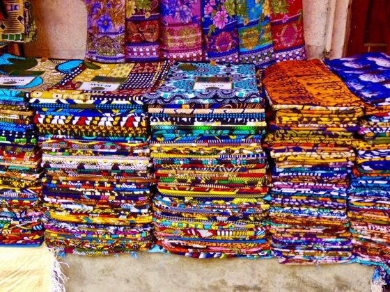 Vibrant colored fabrics in Zanzibar