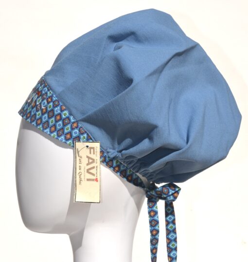 chapeau de chirurgie bouffant bleu acier et Les losanges-carrés