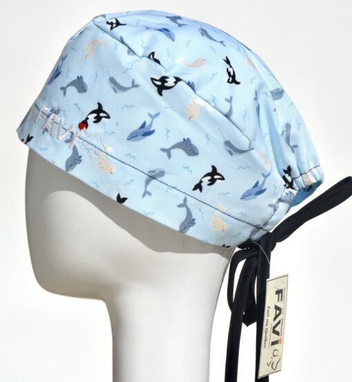 chapeau de chirurgie classique-mammifères marins en bleu pâle